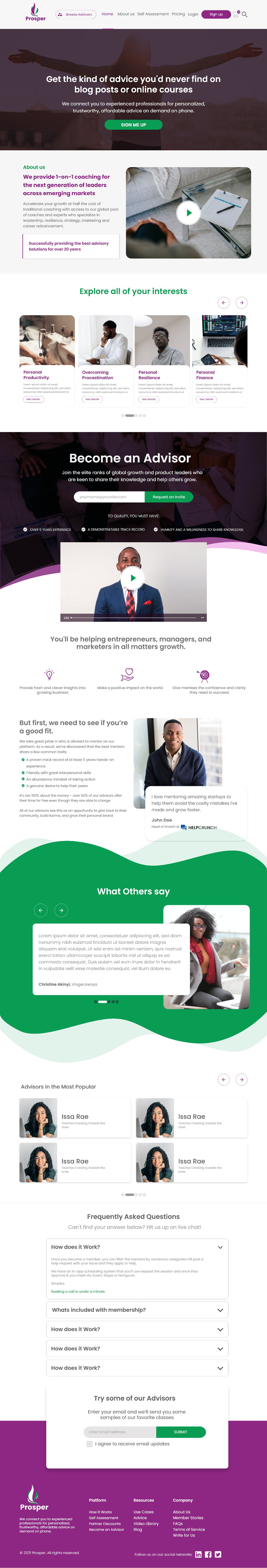 Prosper Responsive Website UX/UI Design Mock Up